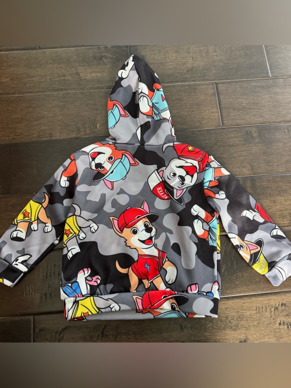 💜3/$15 Boys Paw Patrol Camo Print Fleece Lined Hoodie - 4Y - Picture 3 of 6